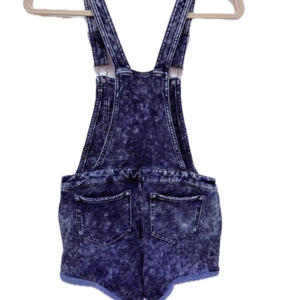 Justice Girls Acid Wash Denim Short Overalls Romper Size 12